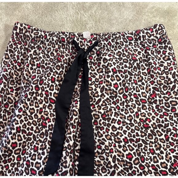 laSenza Pajamas Womens Leopard Print Button Up Lg Black White Pink Lace Trim - Picture 5 of 13